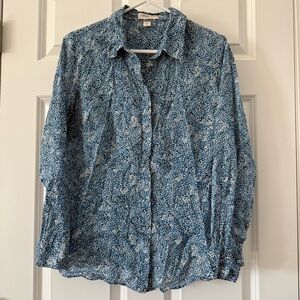100% Cotton Blue Button-Up Blouse